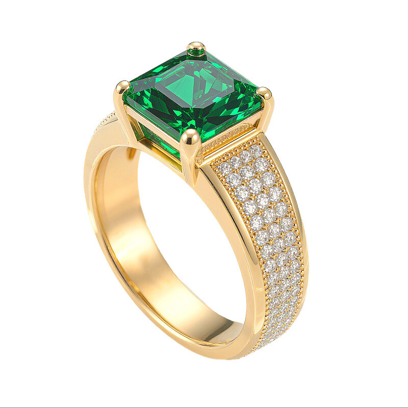 14K Gold Smaragd-Verlobungsring-10