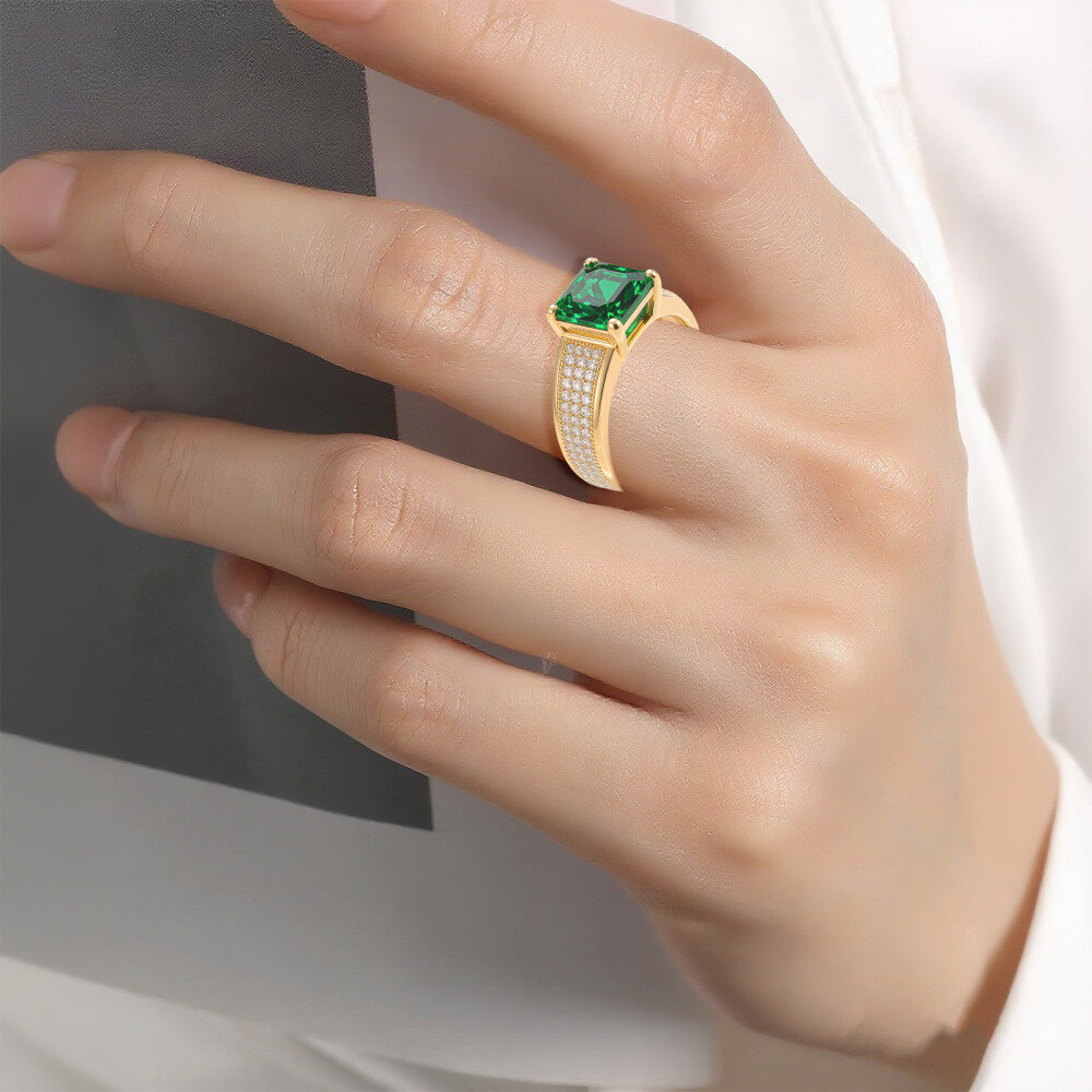 14K Gold Smaragd-Verlobungsring-4