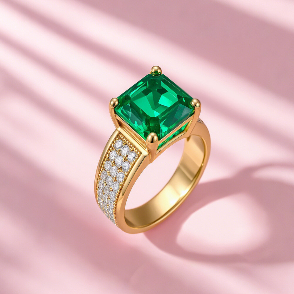 14K Gold Smaragd-Verlobungsring-5
