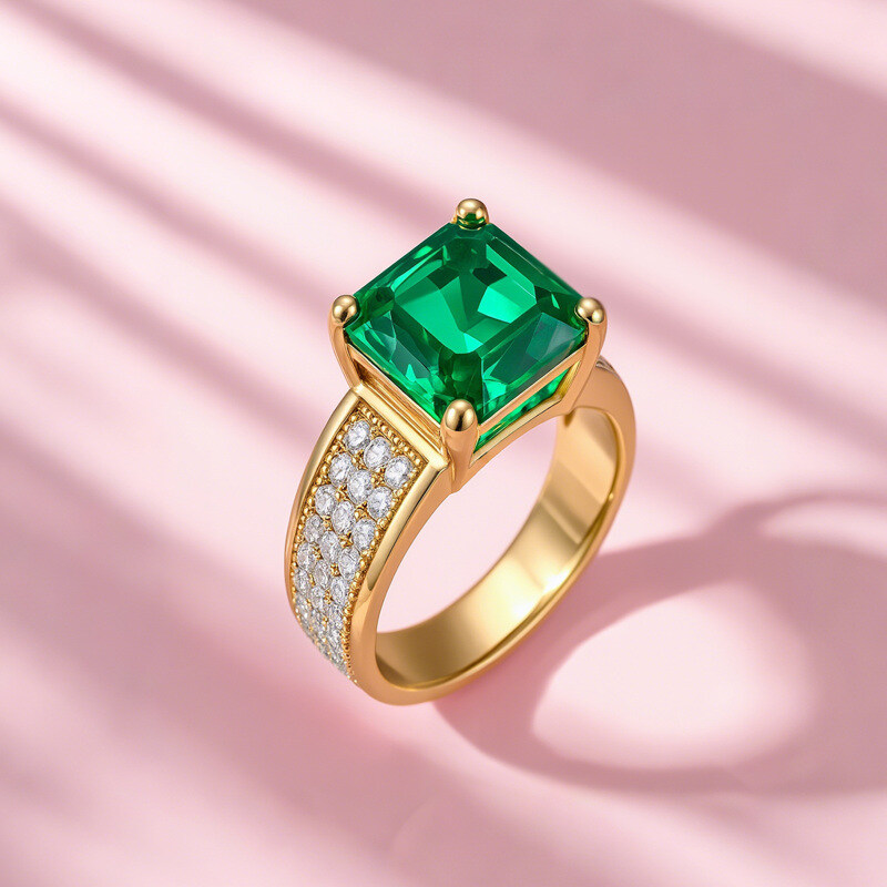 14K Gold Smaragd-Verlobungsring-5