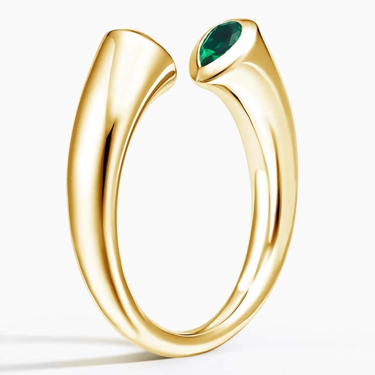 18K Gold Emerald Personalized Engraving & Couple Open Ring-4