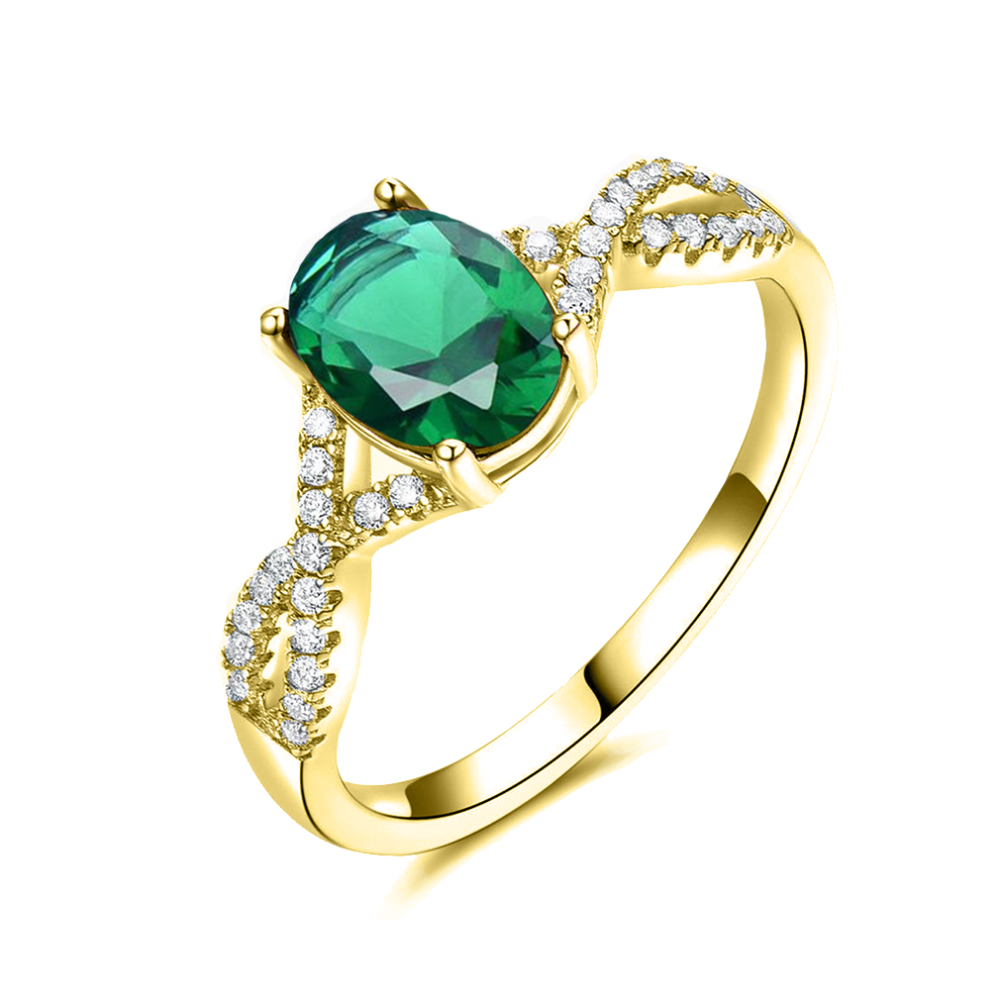 Anillo de oro de 14 quilates con esmeralda-1