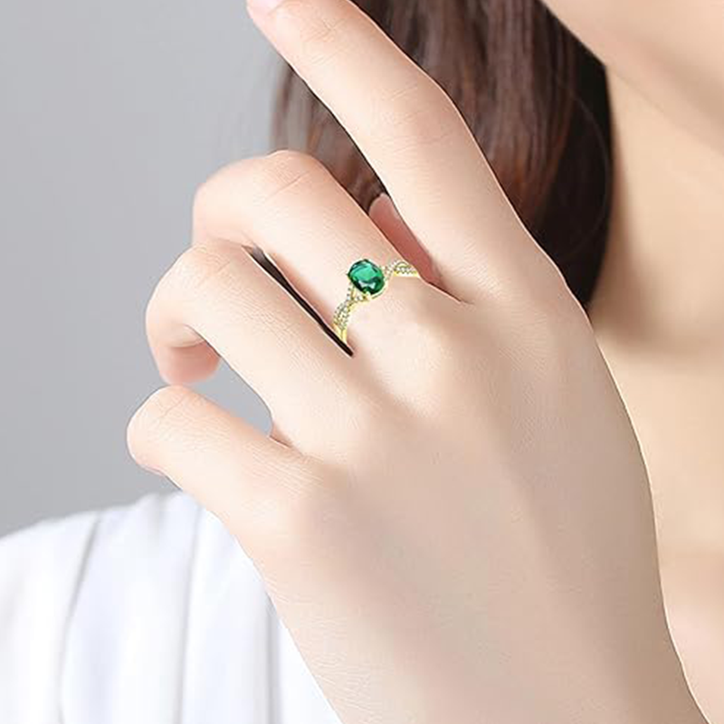 Anillo de oro de 14 quilates con esmeralda-2