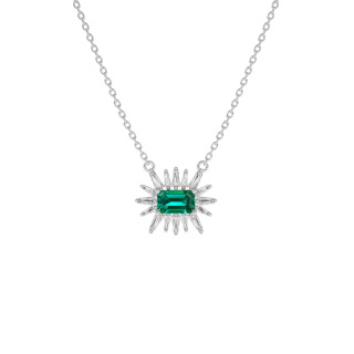 10K Gold Emerald Square Pendant Necklace-31