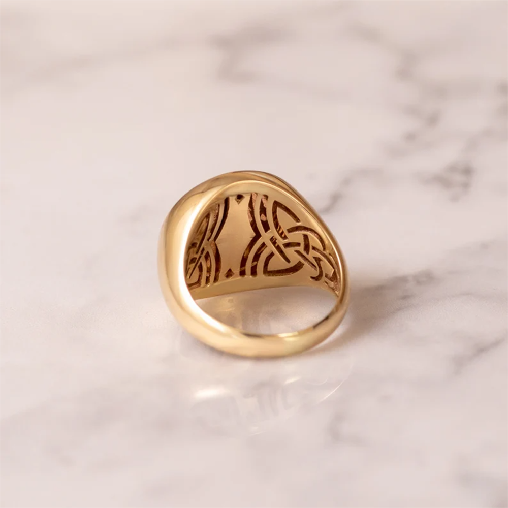 Sterling Silver with Yellow Gold Plated Enamel Freemason Signet Ring for Men-4