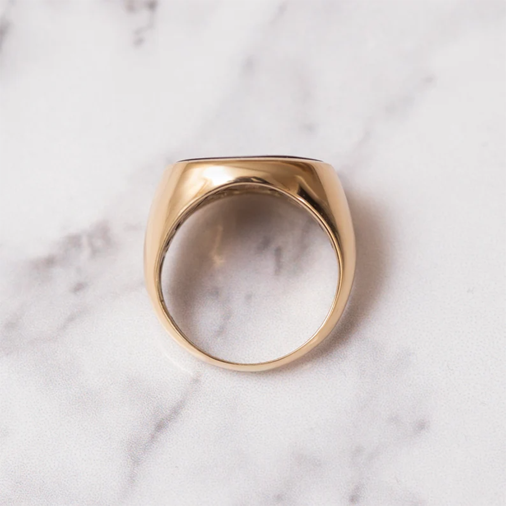 Sterling Silver with Yellow Gold Plated Enamel Freemason Signet Ring for Men-6