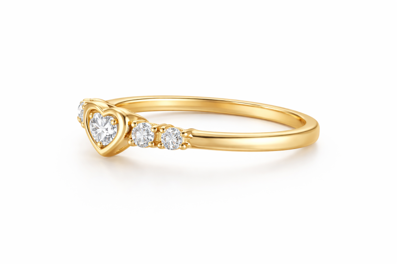 10K Rose Gold Heart Cut Personalized Birthstone & Engravable Birthstone Ring-4