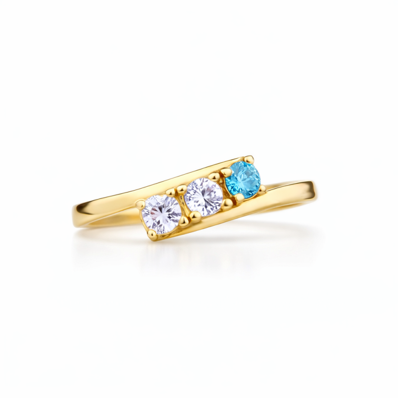 14K Gold Engravable Family Birthstone Ring-11