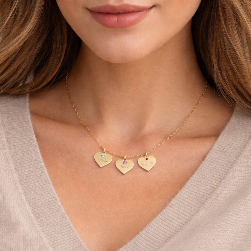 Collar de oro de 14 quilates grabable para mamá con nombre de los niños-2