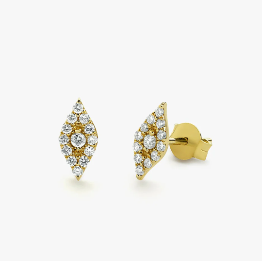 14K Gold Evil Eye Diamond Studs