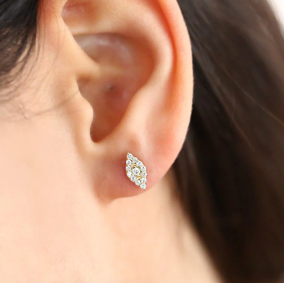 14K Gold Evil Eye Diamond Studs-2