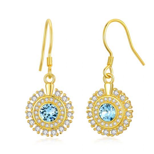 Pendientes de gota de ojo malvado de plata de ley con circonita cúbica bañada en oro amarillo