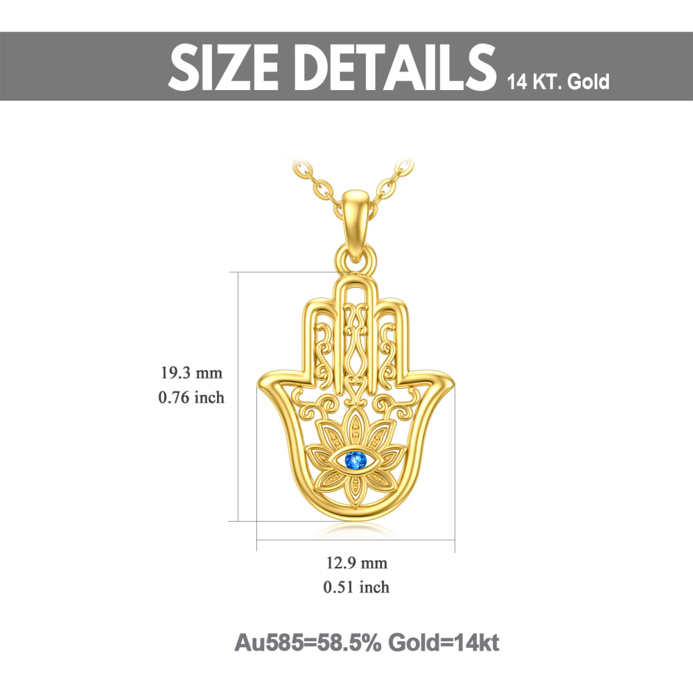 10K Oro Cúbico Zirconia Mal de Ojo y Hamsa Mano Collar Colgante-6