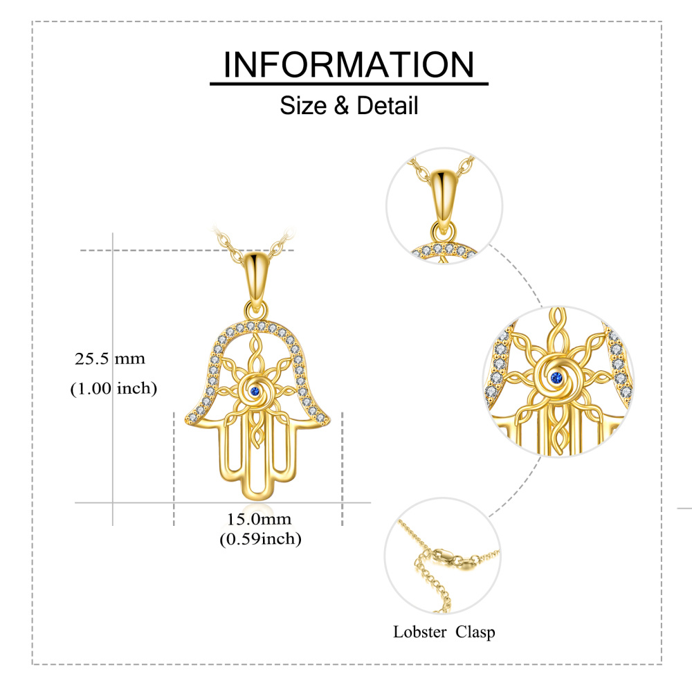 10K Gold Evil Eye & Hamsa Hand Pendant Necklace-6