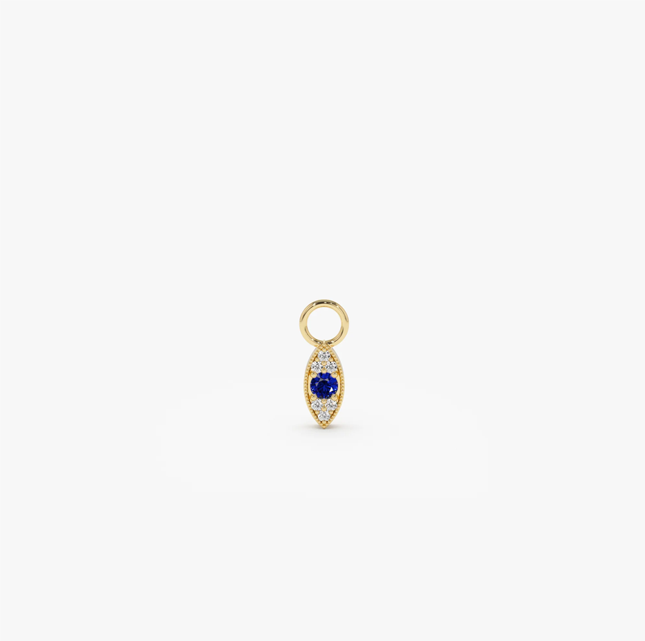 14k Gold Evil Eye Hoop Charm-1