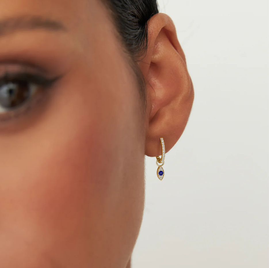 14k Gold Evil Eye Hoop Charm-2