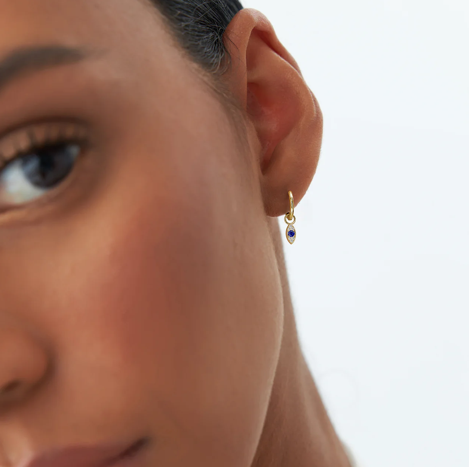14k Gold Evil Eye Hoop Charm-3