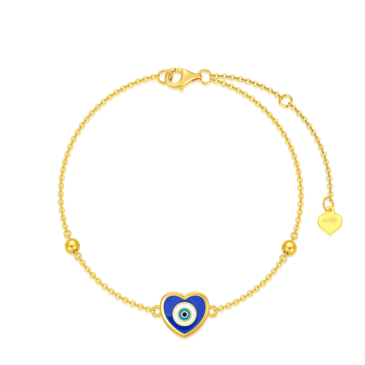 Pulseira com pingente de olho do mal em ouro 14K-1