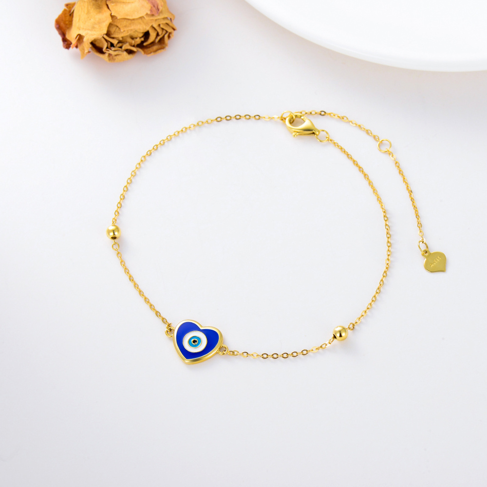 Bracelet à breloques mauvais œil en or 10 carats-3