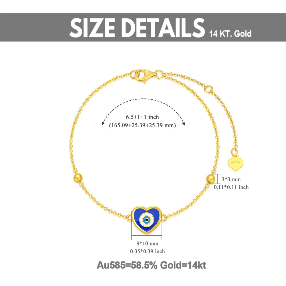 Bracelet à breloques mauvais œil en or 10 carats-5