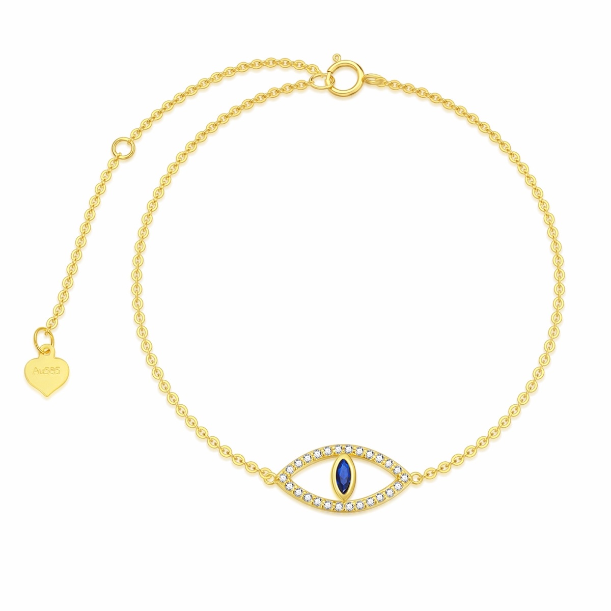 Pulsera de oro de 14 quilates Cubic Zirconia Evil Eye Pendant-1