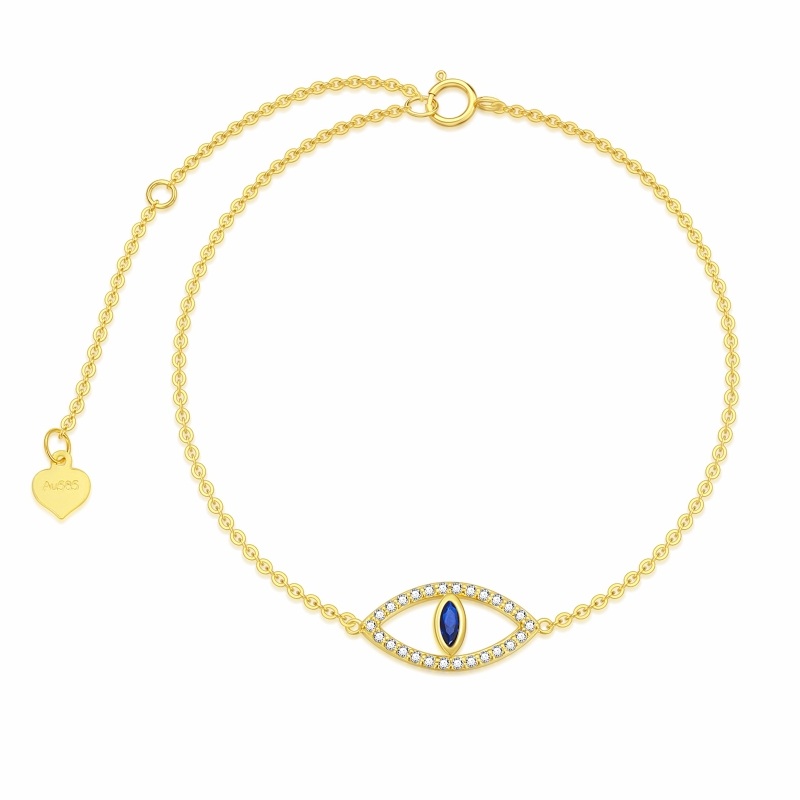 Pulsera de oro de 14 quilates Cubic Zirconia Evil Eye Pendant