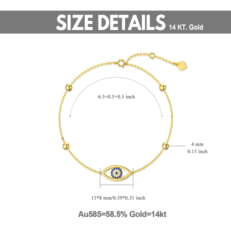 Pulseira com pendente de olho grego em ouro branco 10K e zircónias cúbicas-6