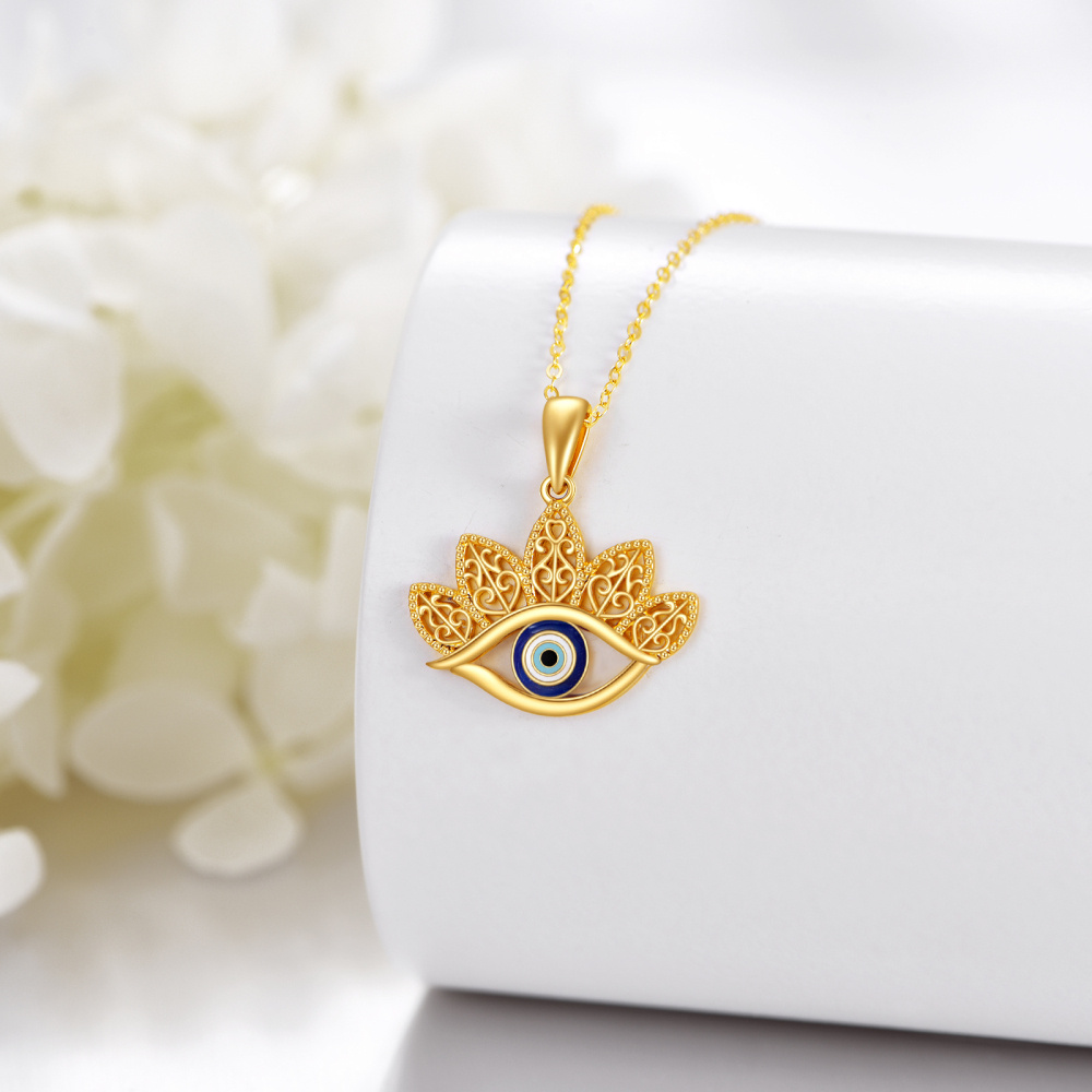 Collier pendentif mauvais œil en or 14 carats-4