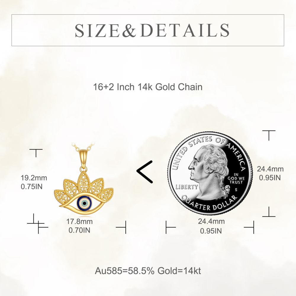 Collier pendentif mauvais œil en or 14 carats-5