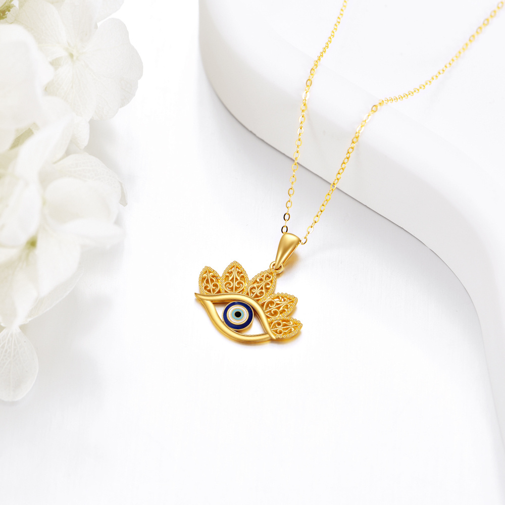 Collier pendentif mauvais œil en or 14 carats-3