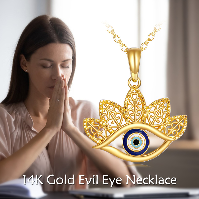 10K White Gold Evil Eye Pendant Necklace-6