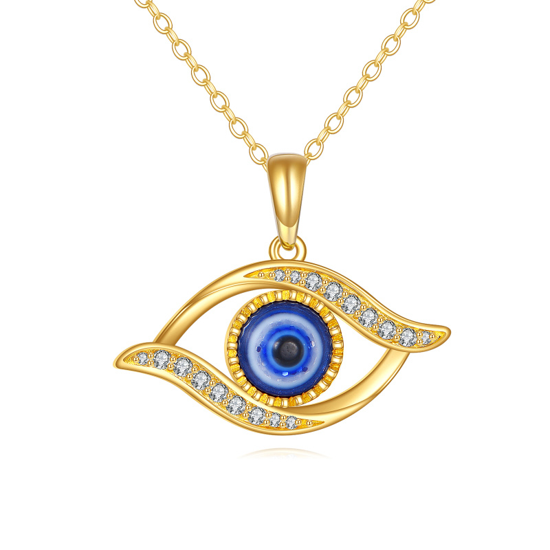 Collar con colgante de ojo malvado de oro de 14 quilates-1