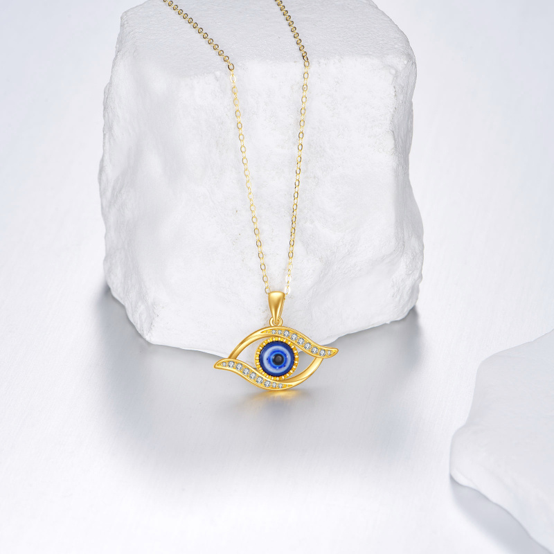 Collar con colgante de ojo malvado de oro de 14 quilates-3