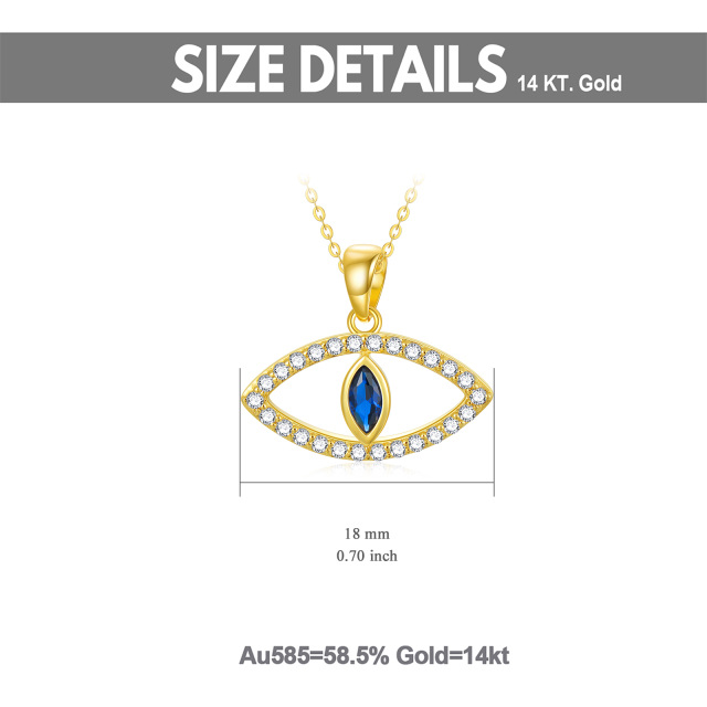 14K Gold Cubic Zirkonia Evil Eye Anhänger Halskette-5