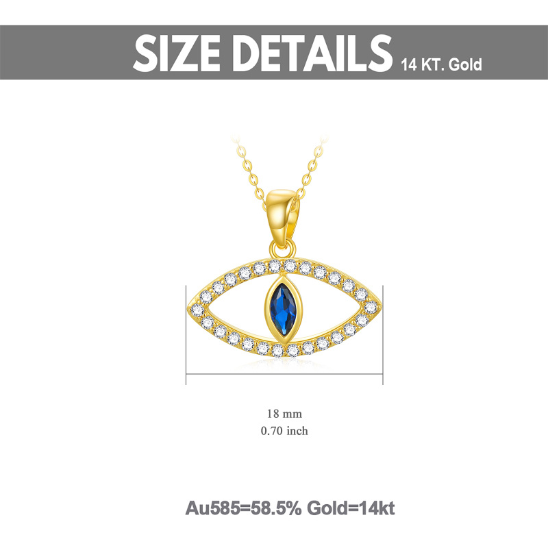 18K Gold Cubic Zirconia Evil Eye Pendant Necklace-5
