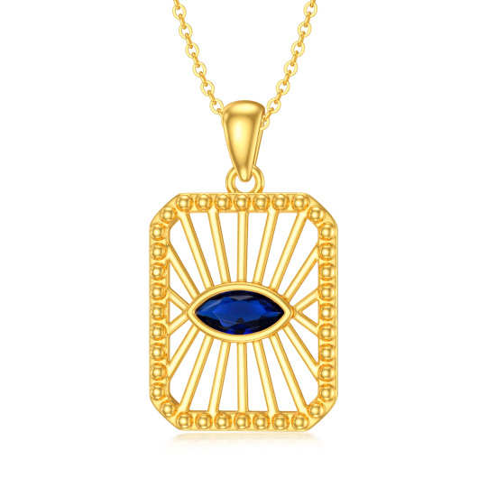 14K Gold Cubic Zirconia Evil Eye Pendant Necklace-1