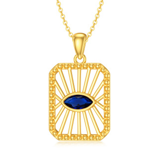 10K Gold Cubic Zirconia Evil Eye Pendant Necklace-13