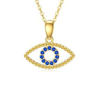 10K Gold Cubic Zirconia Evil Eye Pendant Necklace-46