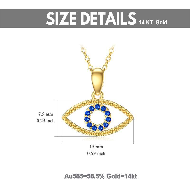 10K Gold Cubic Zirconia Evil Eye Pendant Necklace-6