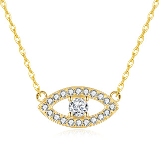 10K Gold Cubic Zirconia Evil Eye Pendant Necklace-45