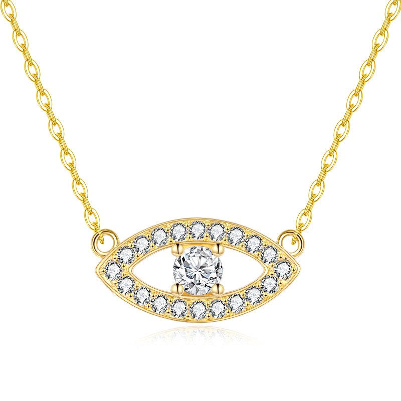 Collier en or 14K avec pendentif œil maléfique en zircon cubique