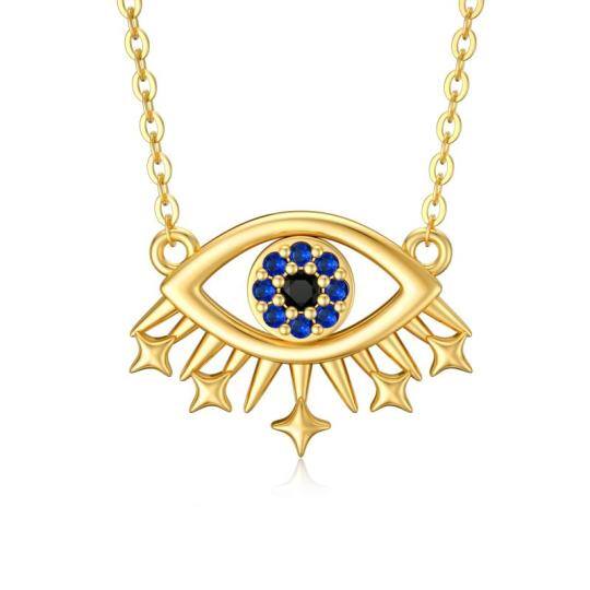 14K Gold Cubic Zirkonia Evil Eye Anhänger Halskette