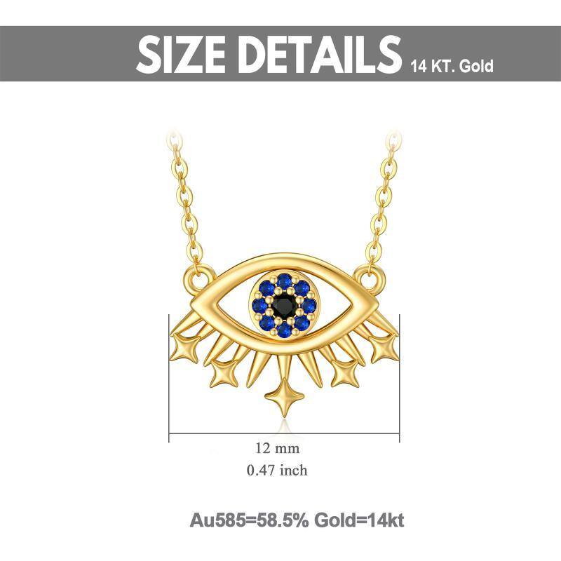 14K Gold Cubic Zirconia Evil Eye Pendant Necklace-5