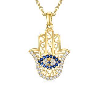 10K Gold Evil Eye Pendant Necklace-54