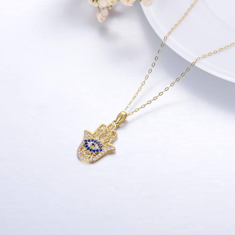10K Gold Evil Eye Pendant Necklace-4
