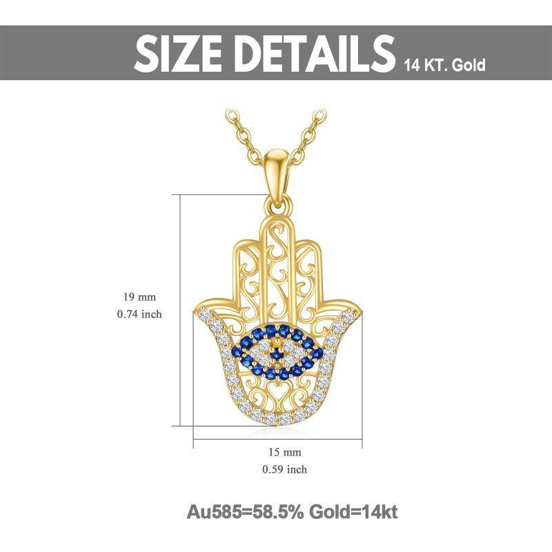 10K Gold Evil Eye Pendant Necklace-5