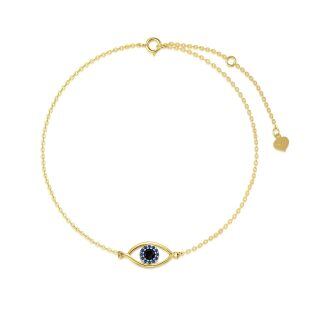 14K Gold Cubic Zirconia Evil Eye Single Layer Anklet-2