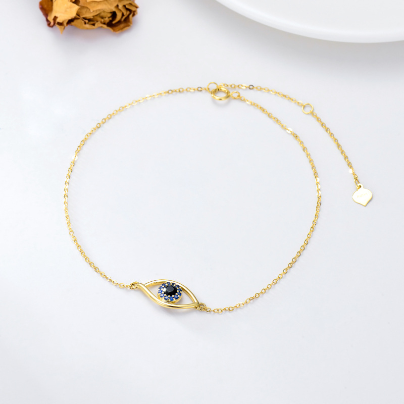 Tornozeleira de camada única com pendente de olho grego em ouro branco de 10 quilates e zircónias cúbicas-3