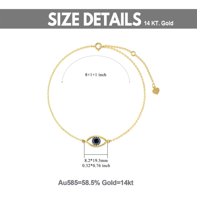 14K Gold kubischer Zirkonia Evil Eye einlagiges Fußkettchen-5