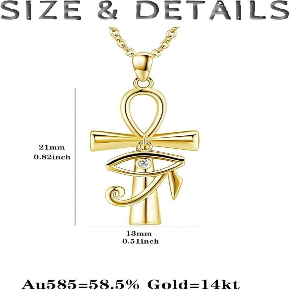 10K Gold Cubic Zirconia Eye Of Horus Pendant Necklace-5